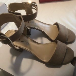 Taupe suede sandals size 71/2